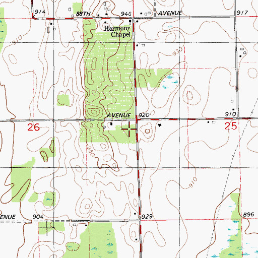 Topographic Map of Kinney School, MI