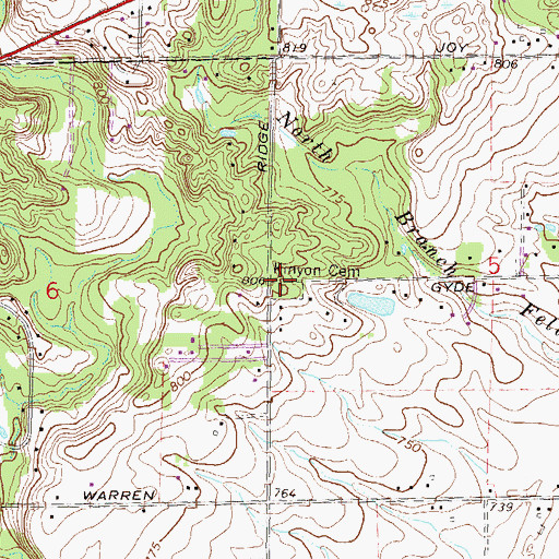 Topographic Map of Kinyon Cemetery, MI