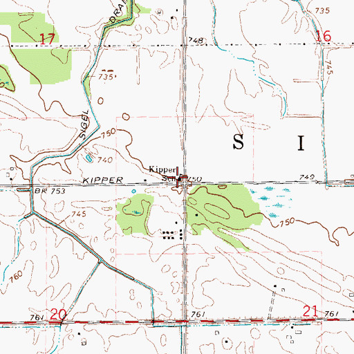 Topographic Map of Kipper School, MI