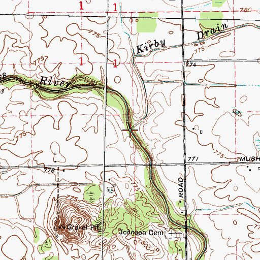 Topographic Map of Kirby Drain, MI
