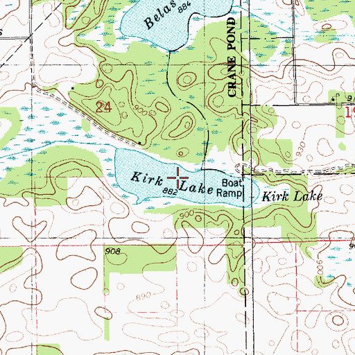 Topographic Map of Kirk Lake, MI