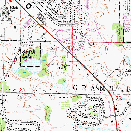 Topographic Map of Kirkridge Church, MI
