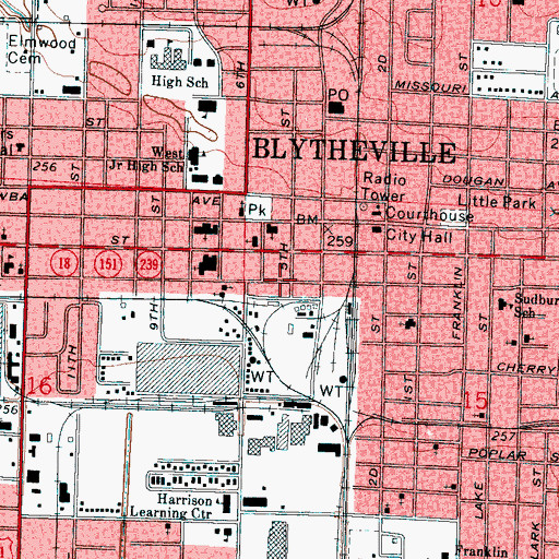 Topographic Map of Pilgrim Rest Baptist Church, AR