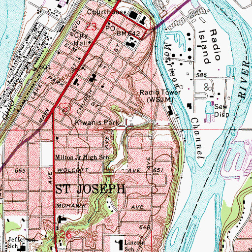 Topographic Map of Kiwanis Park, MI