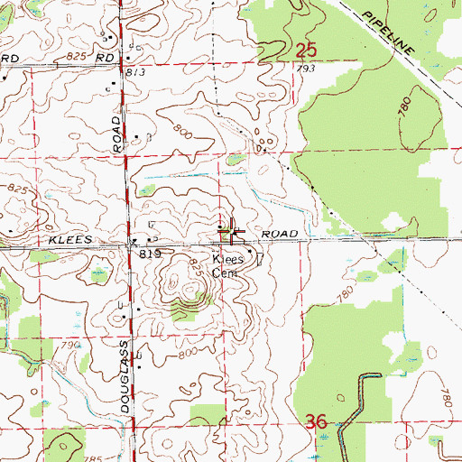 Topographic Map of Klees Cemetery, MI