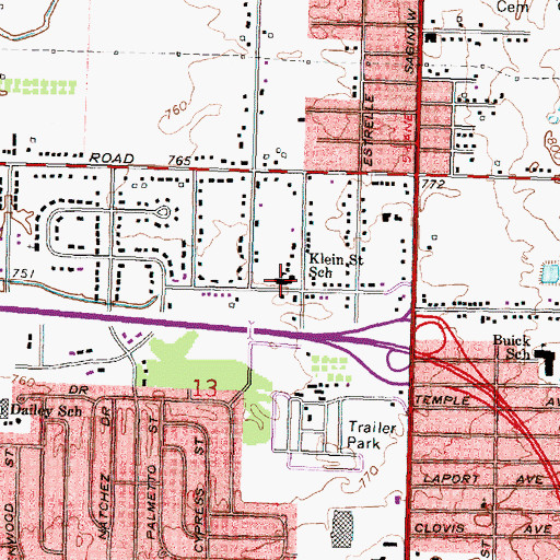 Topographic Map of Klein Street School, MI
