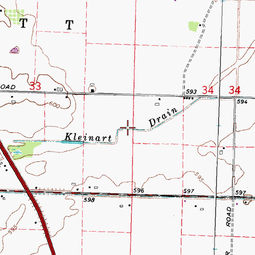 Topographic Map of Kleinart Drain, MI