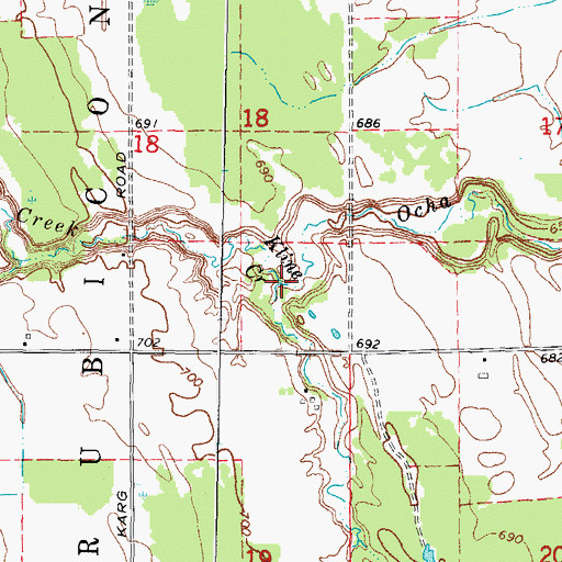 Topographic Map of Kline Creek, MI