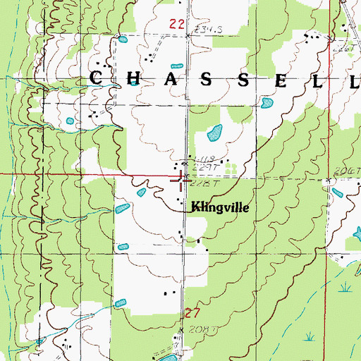 Topographic Map of Klingville, MI