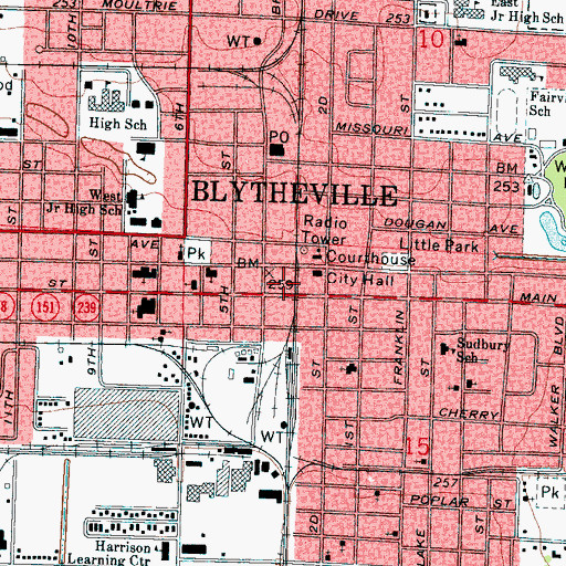 Topographic Map of Ritz Civic Center, AR