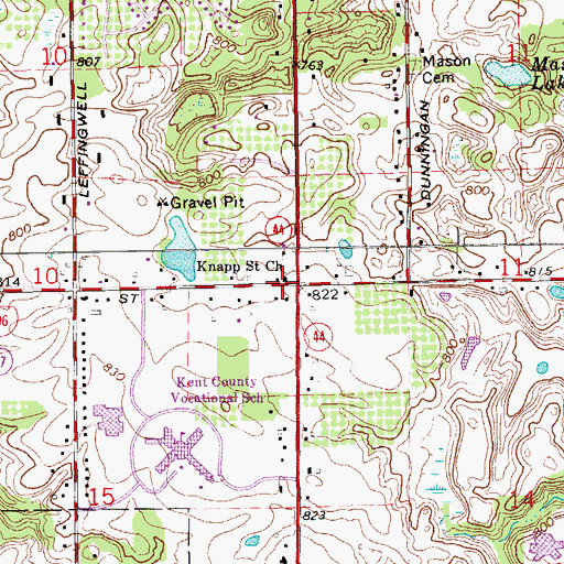 Topographic Map of Knapp Street Church, MI