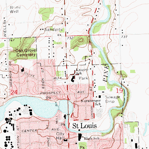 Topographic Map of Knause School, MI