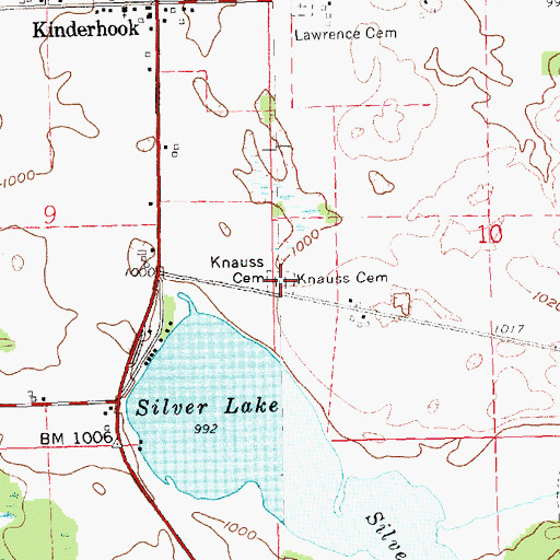Topographic Map of Knauss Cemetery, MI