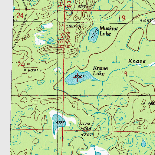 Topographic Map of Knave Lake, MI