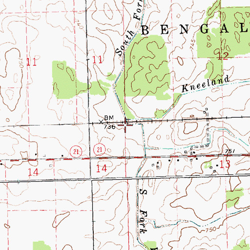 Topographic Map of Kneeland Branch, MI