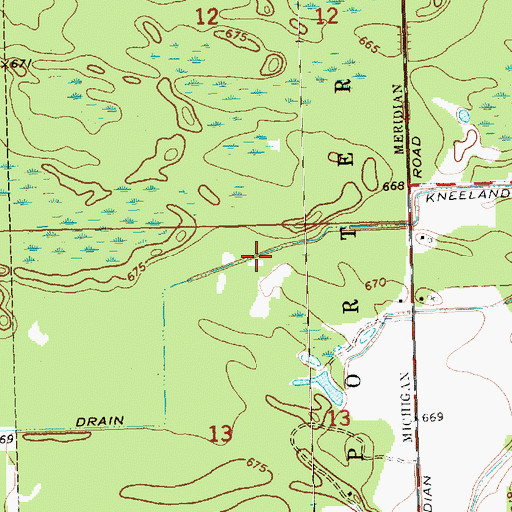 Topographic Map of Kneeland Drain, MI