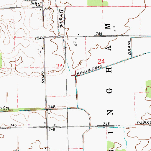 Topographic Map of Kniffin Drain, MI