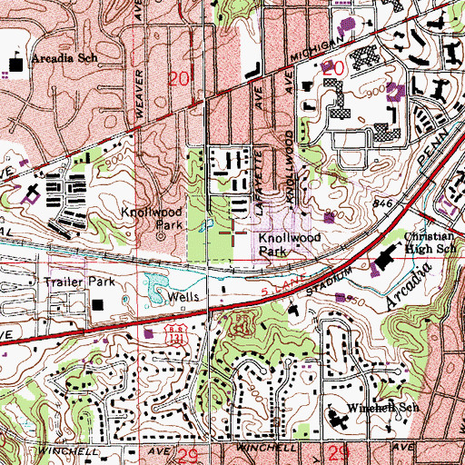 Topographic Map of Knollwood Park, MI