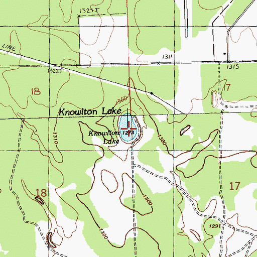 Topographic Map of Knowlton Lake, MI