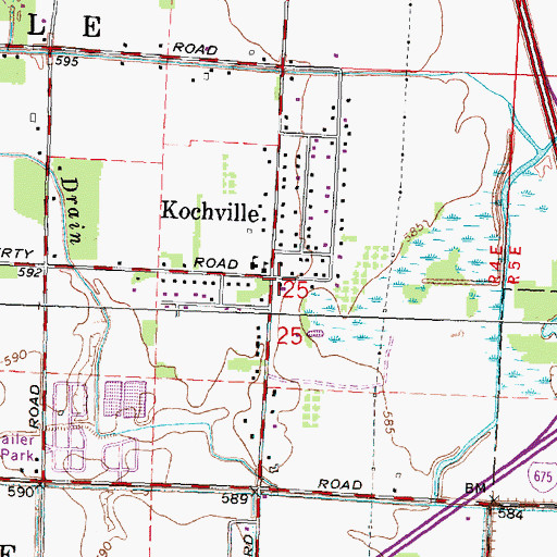 Topographic Map of Kochville, MI