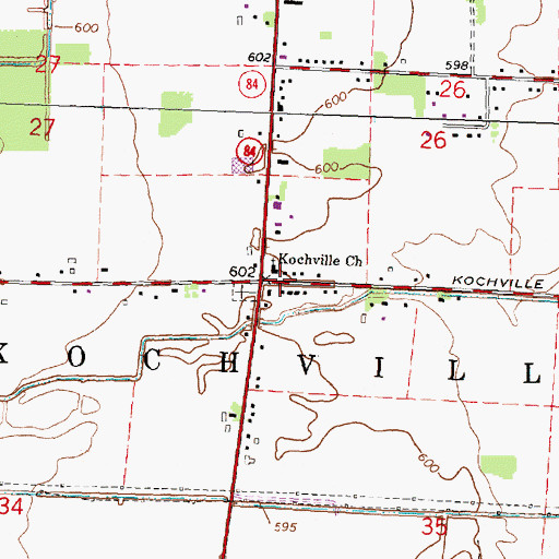 Topographic Map of Kochville Church, MI