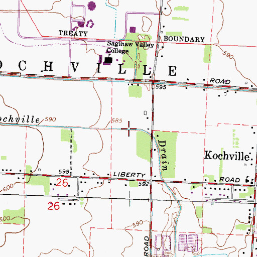 Topographic Map of Kochville Drain, MI