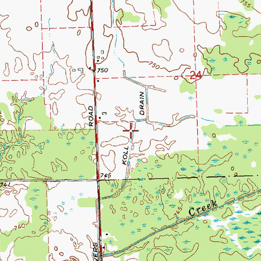 Topographic Map of Koll Drain, MI