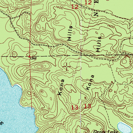 Topographic Map of Kona Hills, MI