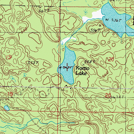 Topographic Map of Kortio Lake, MI