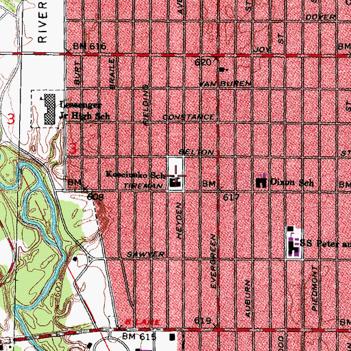 Topographic Map of Kosciusko School, MI