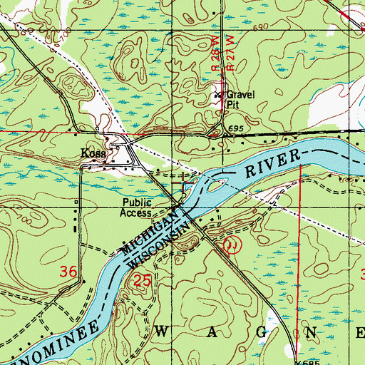 Topographic Map of Koss Creek, MI