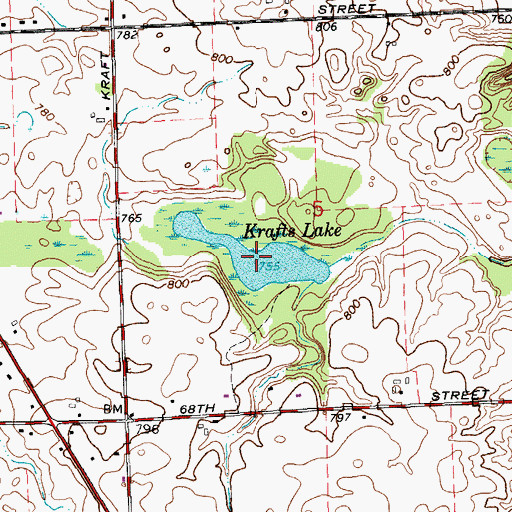Topographic Map of Krafts Lake, MI