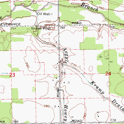 Topographic Map of Kramp Drain, MI