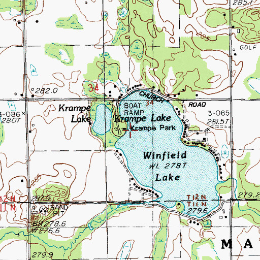Topographic Map of Krampe Park, MI