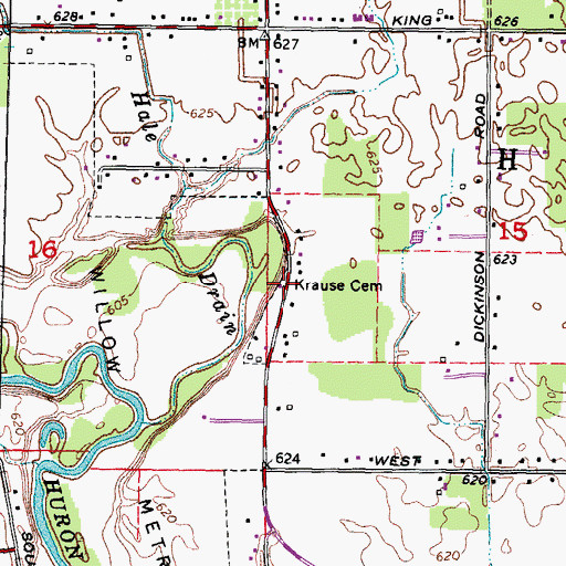Topographic Map of Krause Cemetery, MI