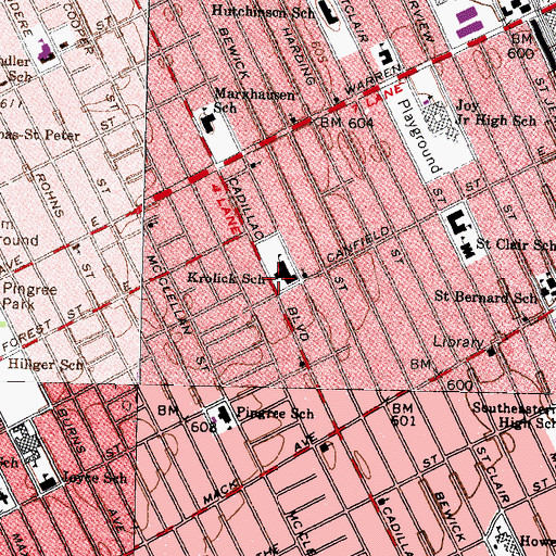 Topographic Map of Krolick School, MI