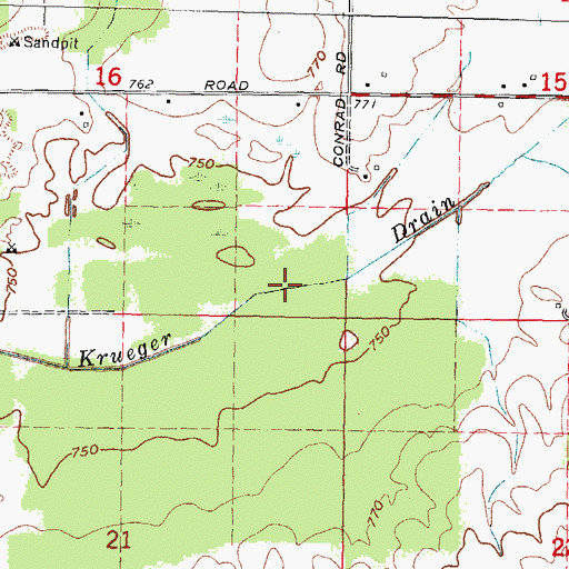 Topographic Map of Krueger Drain, MI