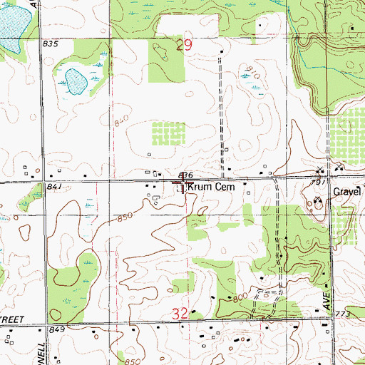 Topographic Map of Krum Blanding Cemetery, MI