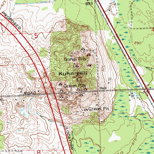 Topographic Map of Kuhn Hill, MI