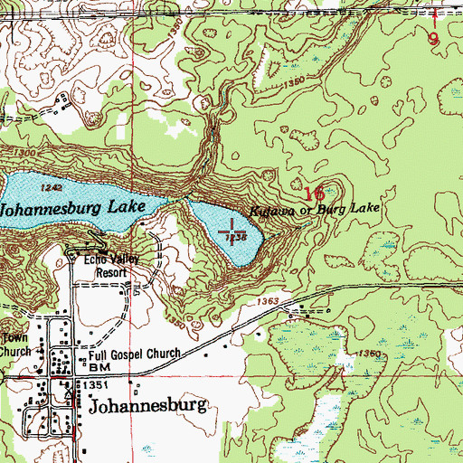Topographic Map of Kujawa or Burg Lake, MI