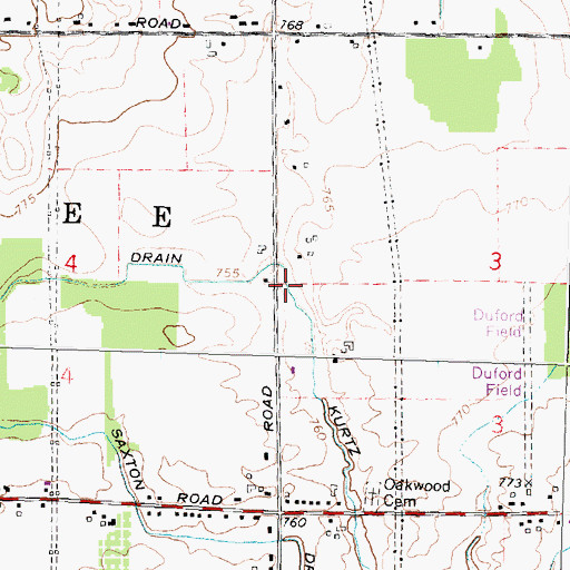 Topographic Map of Kurtz Drain, MI