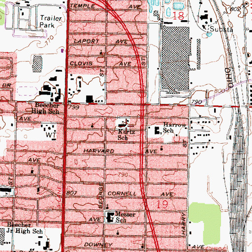 Topographic Map of Kurtz School, MI