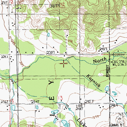 Topographic Map of Kuznick Creek, MI