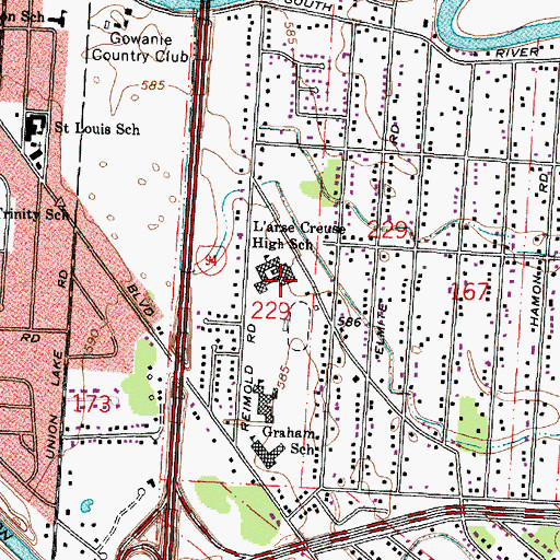 Topographic Map of L'Anse Creuse High School, MI