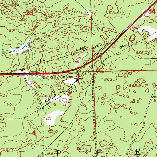 Topographic Map of LaRock Cabins, MI