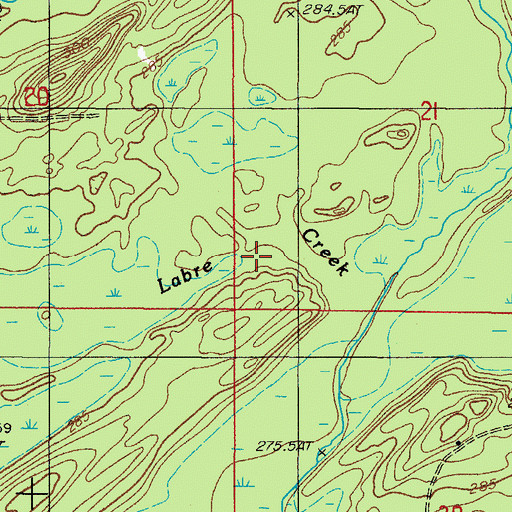 Topographic Map of Labre Creek, MI