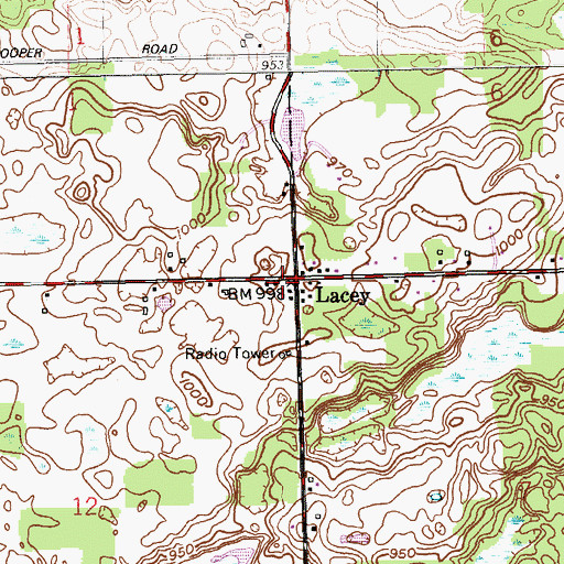 Topographic Map of Lacey, MI