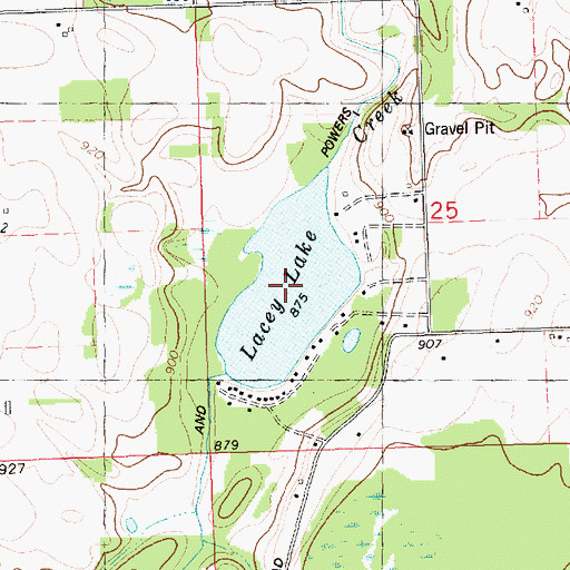 Topographic Map of Lacey Lake, MI