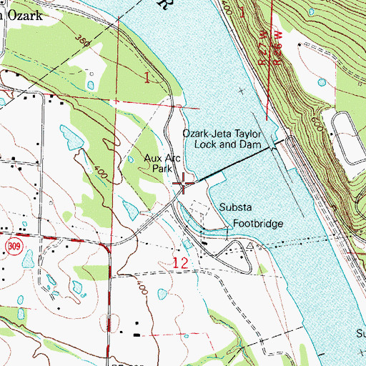 Topographic Map of Aux Arc Park, AR
