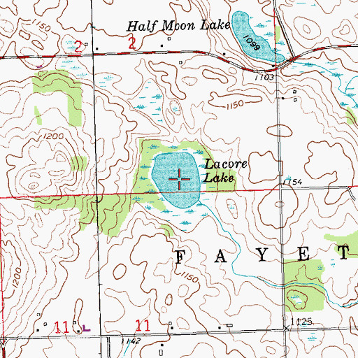 Topographic Map of Lacore Lake, MI